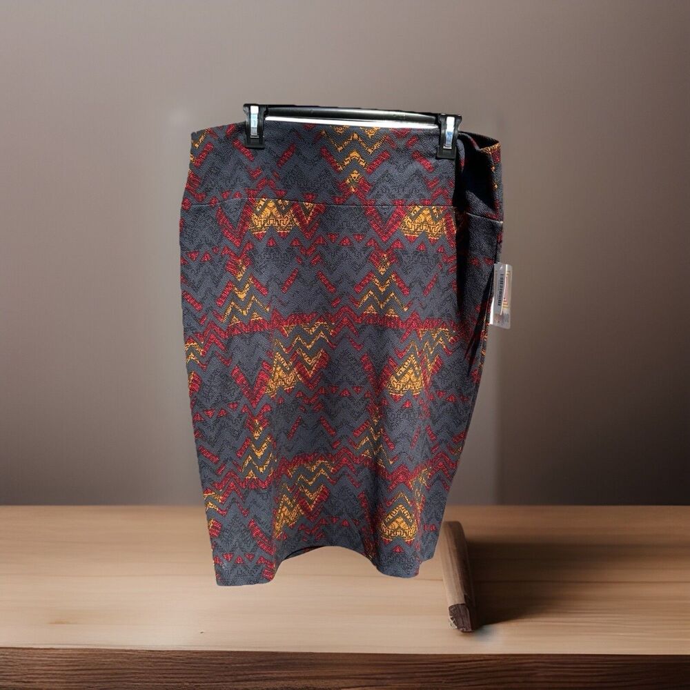 LULAROE Womens Size 3XL CASSIE Skirt‎ Southwestern Navy/Gray Aztec Multi Stretch